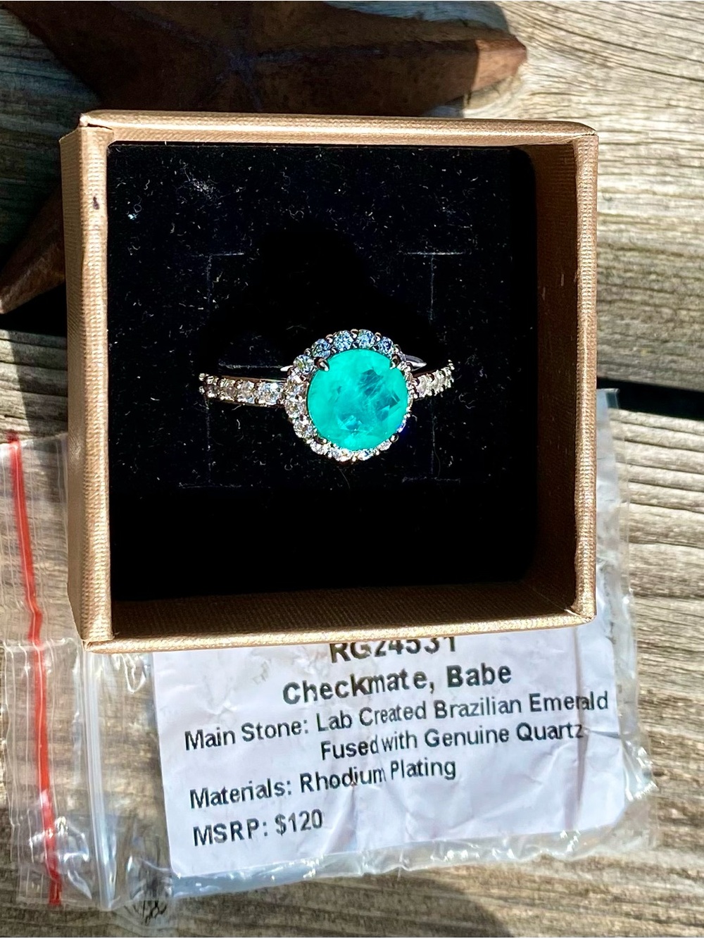 Bomb Party OG Emerald Quartz Size 10 Ring
